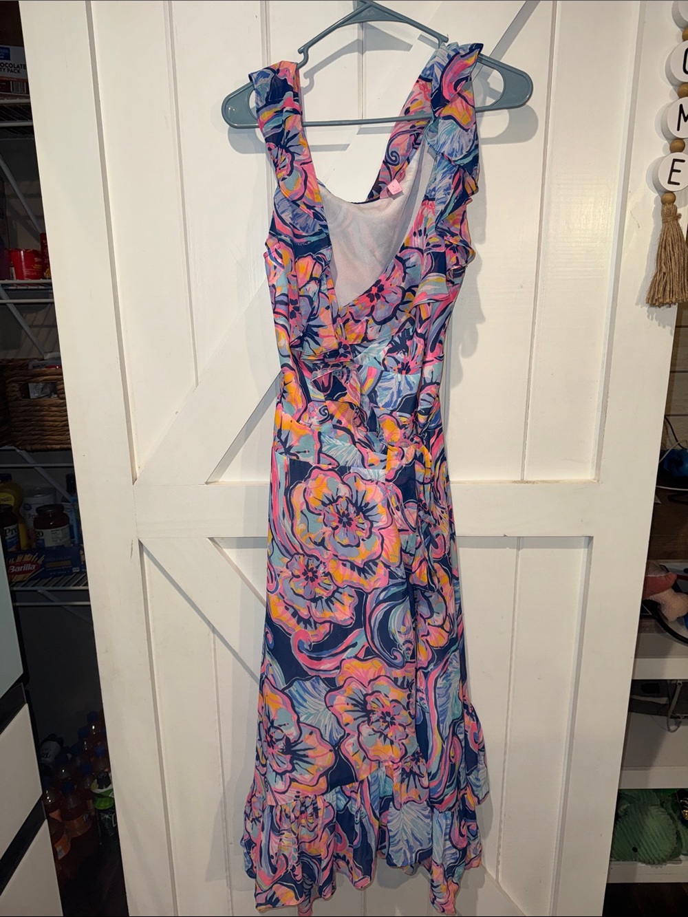 Lilly Pulitzer Floral Ruffle Hem Sleeveless Midi Dress Size Large
